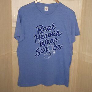 Charlie Hustle Unisex Blue Hero's Wear Scrubs Shirt Large